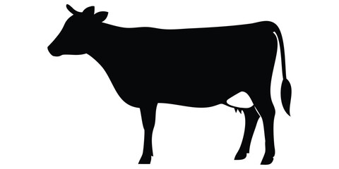 Black and white cow silhouette vector illustration