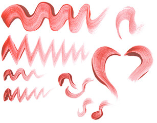 Red brush strokes on a transparent background