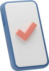 A minimalist 3D smartphone with a checkmark