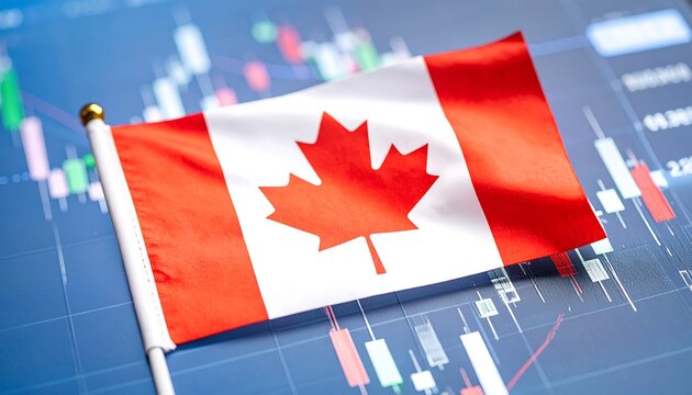 Canadian flag on a stock market graph - Powered by Adobe