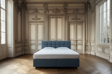 Elegant bedroom interior with modern bed design