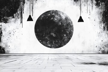 Modern art in a minimalistic gallery setting