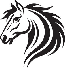 Obraz premium Striking black and white tribal style horse head silhouette powerful majestic animal design vector