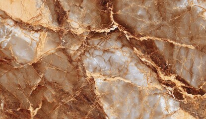Detailed view of a rich brown and beige marble pattern