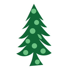 Obraz premium Simple green christmas tree with light green polka dot ornaments
