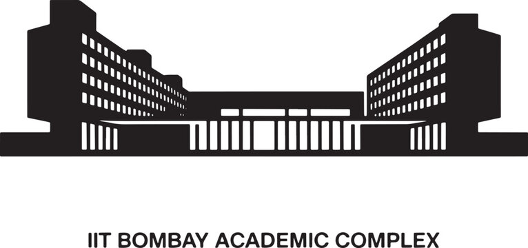 IIT Bombay Academic Complex Silhouette Vector Illustration Design Template Landmark