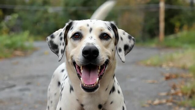 canine animal displaying wide and happy facial expression