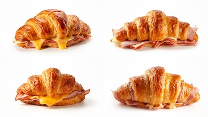 Four different views of a croise with ham background style composition motion illustration expression layers backgrounds emotion frame gesture scene colorful figure movement cartoonish