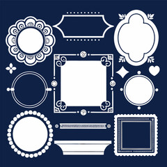 a-collection-of-various-white-frames-and-decorativ silhouette vector design .eps