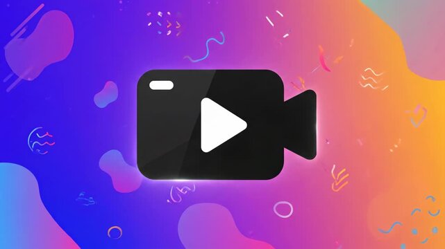 Vibrant Abstract Background with Play Button Video Camera Icon