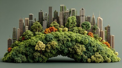 Fototapeta premium Eco tech 3D forest globe with blank area for summit forum poster backdrop