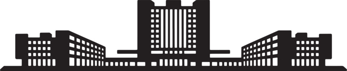 Obraz premium Silhouette of Complex Government Building with Towers Against Transparent Background Vector