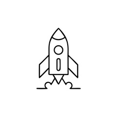 Rocket launching upwards outline icon vector illustration
