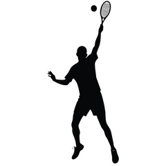 Silhouette of Tennis Player About to Serve the Ball with Racket