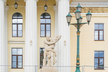 Saint Petersburg Mining University. Copy of Stone sculpture Hercules strangling Antey, sculptor Pimenov