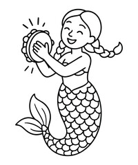 Cute Mermaid Coloring Page