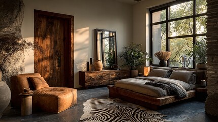 Cozy and Modern Bedroom Design with Earth Tones and Natural Elements