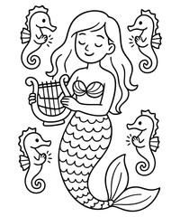Cute Mermaid Coloring Page