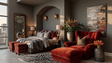Cozy and Elegant Modern Bedroom with Rich Textures and Warm Colors