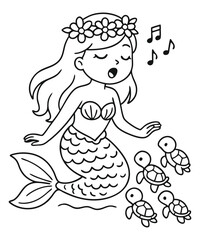 Cute Mermaid Coloring Page
