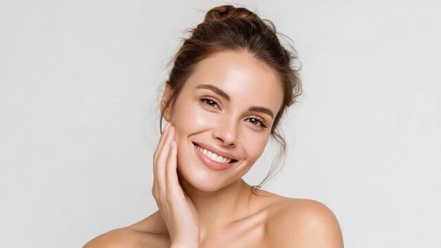 Radiant Beauty: A portrait of pure radiance showcases the gentle touch and serene expression of a beautiful woman, with a natural and effortless glow. 