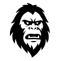 Obraz premium Fierce Gorilla Ape Head Mascot Logo Design, Aggressive Black and White Stylized Vector Illustration. Powerful Primate Beast for Sports Teams, Gaming Brands, Apparel, and Modern Graphic Identity. Bold,