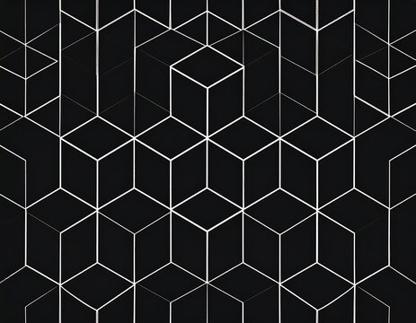 Futuristic minimalistic texture with geometric pattern on black backdrop