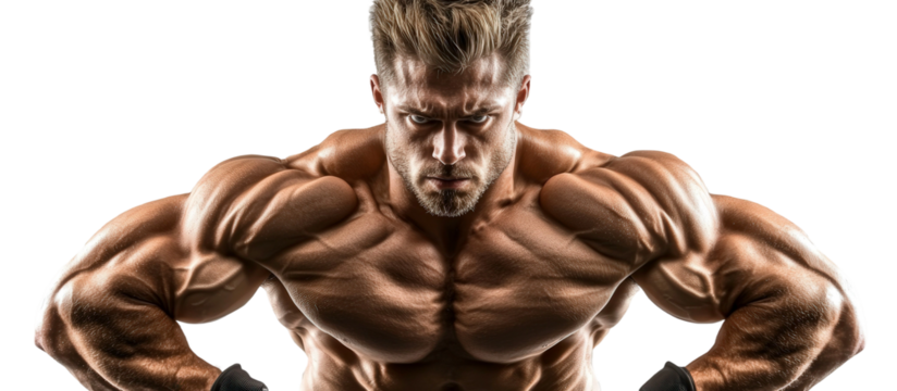 Muscular Man Showcasing Strength and Determination with Impressive Biceps in Fitness Training Environment - Powered by Adobe