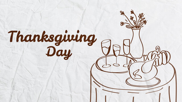 Thanksgiving Day celebration with table setting and floral arrangement
