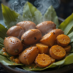 Boiled potatoes with spices