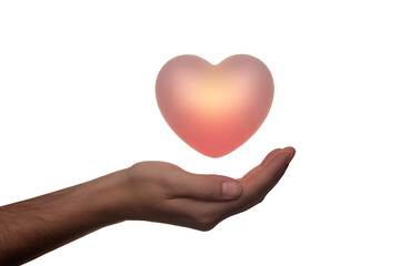 Obraz premium Gentle hand cradles glowing heart, symbolizing care, love, and hope offered with warmth and compassion