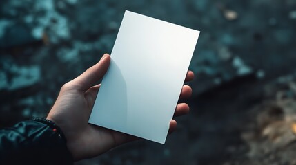 White flyer held in hand, ready for showcasing design or promotional content