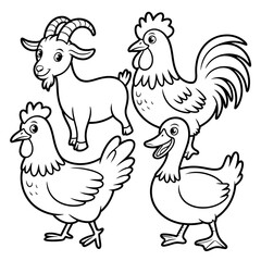 Delightful cartoon farm animals offer whimsical charm for children's designs and educational materials