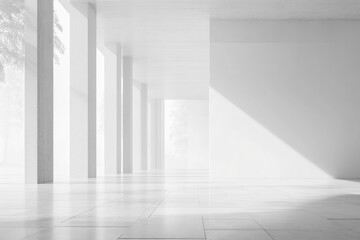 Fototapeta premium Spacious white interior showcasing natural light