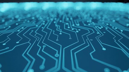 Obraz premium Closeup of a blue circuit board pattern background