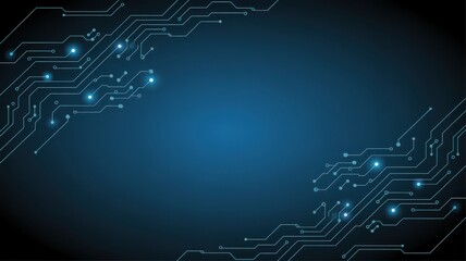 Fototapeta premium Abstract blue circuit board technology background with copy space