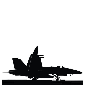 Black silhouette fa 18 ef super hornet jet fighter isolated on white background