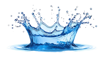 A vibrant crown-shaped water splash