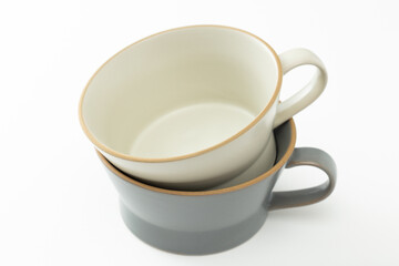 空のスープカップ　白バック