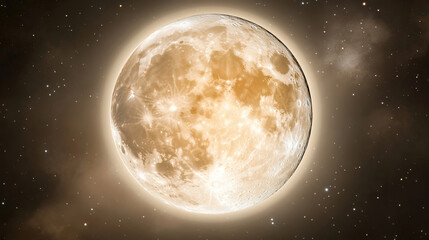 Artificial moon with holographic surface showing Halloween patterns, orbital mechanics equations floating around