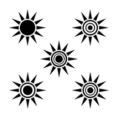 Radiant sun icons symbolizing warmth, energy, and bright ideas for modern design projects.