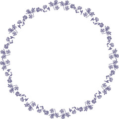 Flourish frame with monochrome elements. Trendy botany graphic template. Baby shower