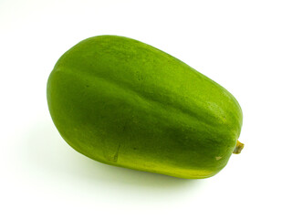 Fresh Green Papaya Isolated on White Background for Healthy Vegetable and Organic Food Concept
