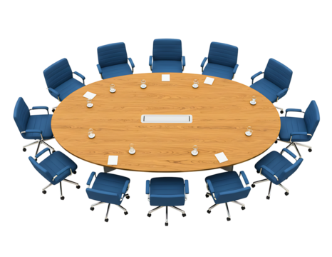 Oval conference table with chairs isolated on transparent background - Powered by Adobe