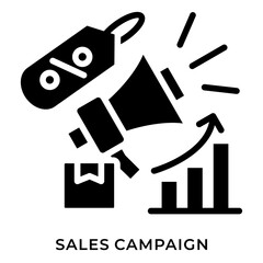 Glyph Sales Campaign Icon – Marketing Strategy with Growth Chart