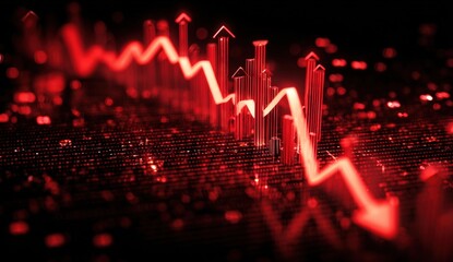 A dramatic red chart depicting a steep decline