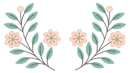 Floral wreath isolated on white background, a symmetrical arrangement of flowers and leaves, perfect for adding an elegant touch to invitations or designs