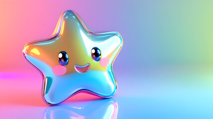 Cute anthropomorphic star with reflective surface for children's room decor