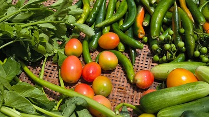 Fresh vegetables for cooking. Vegetables contain dietary fiber that helps cleanse the intestines.