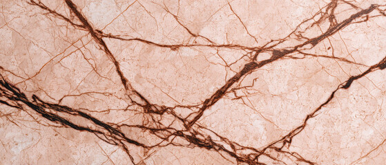 Statuario marble surface with intricate dark veins and beige stone background macro image